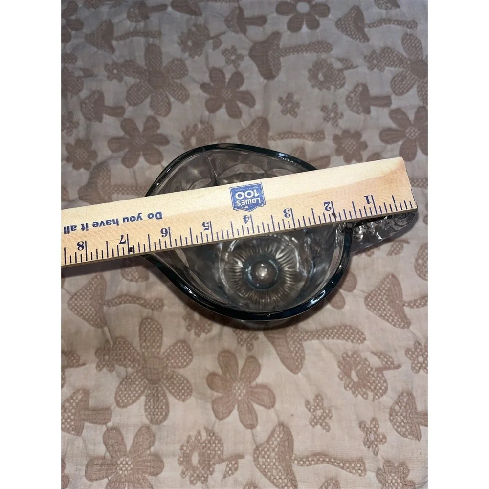 Blue Tinted Pitcher Elegant Glass  Fluted Notch‎ Handle Mcm Imperial Footed